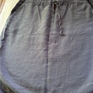 Allen Allen Charcoal Linen Skirt with Drawstring